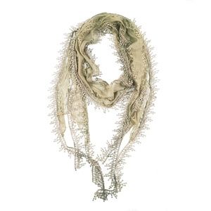 Dbpashmina Women's Lightweight Oblong Lace Scarf Khaki Color